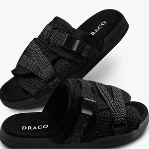 Draco Men's Black Slide Sandals Size 9-10 pre-owned.